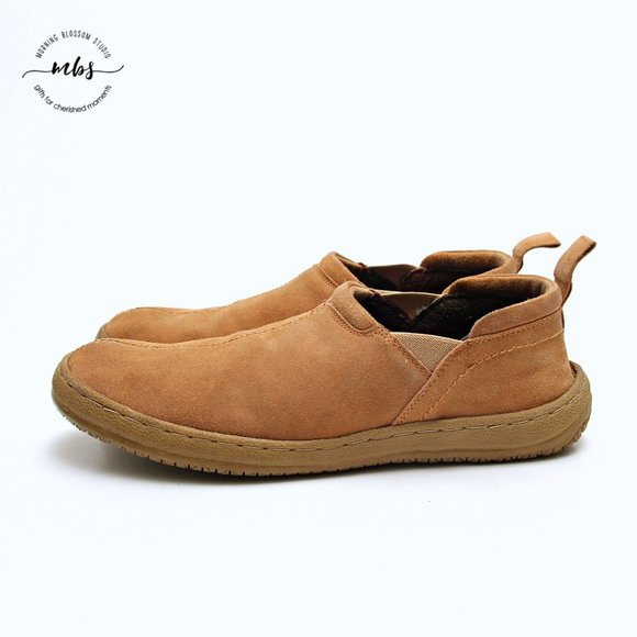 Minnetonka Tommy Traditional Scuff Leather Slip Ons in Tan Men Size 11 - Picture 4 of 12
